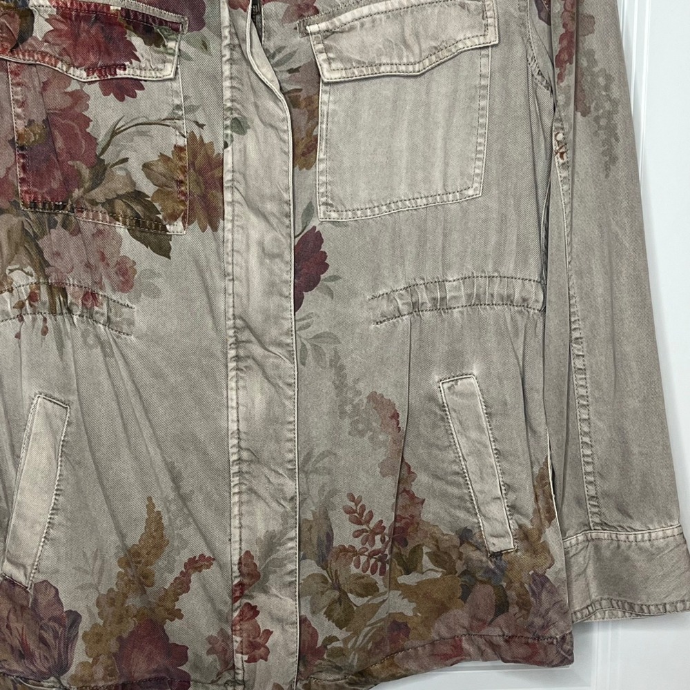 Sundance SMALL Boho Epaulettes Hidden Zipper Snap Closure Cinch Waist Floral - Picture 4 of 12